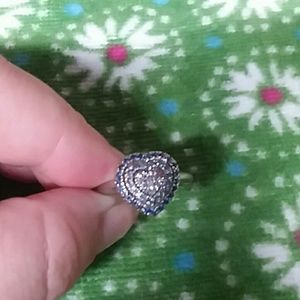 Silver heart shaped ring